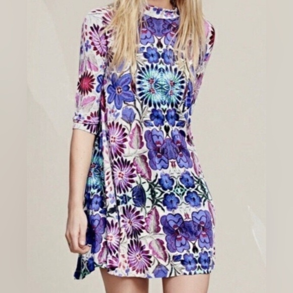 Free People New Romantics Fiesta Floral Mini Swing Dress Size S - Picture 3 of 12